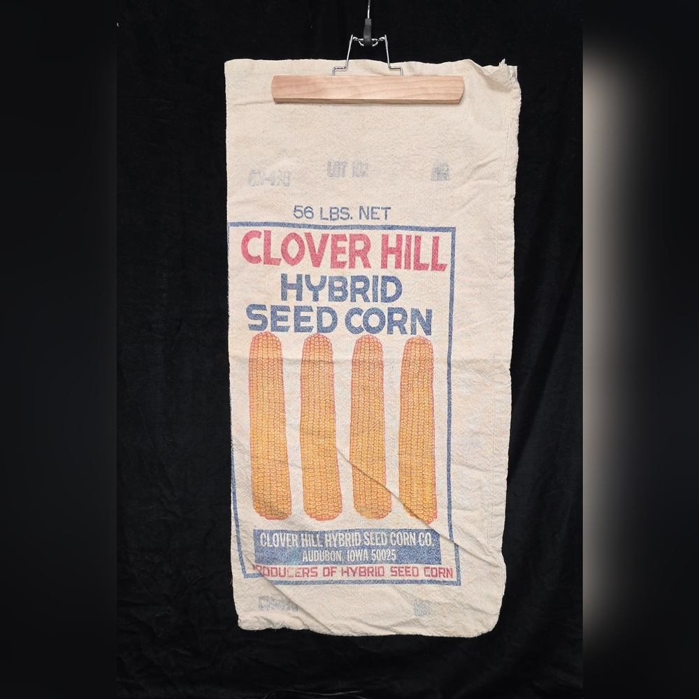 Corn Bag Sack Cloth Bag,  CLOVER HILL HYBRID SEED CORN CO., Vintage Bag 11